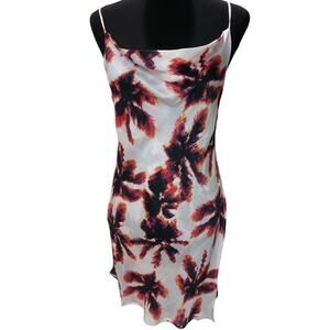 New ~ AREA STARS ~Palm Print Mini Dress In White Multi L 100% VISCOSE